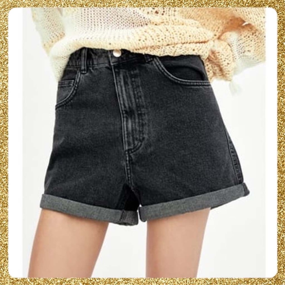 ZARA TRF Black High Waisted Denim Shorts